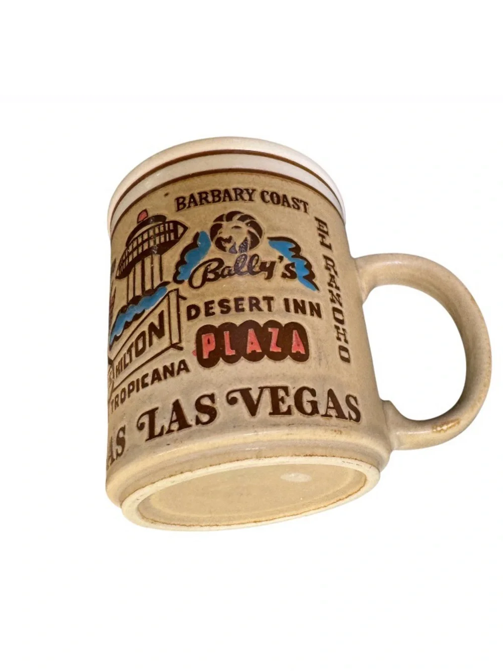 VINTAGE 1970’s stoneware LAS Vegas casinos souvenir ceramic coffee cup mug